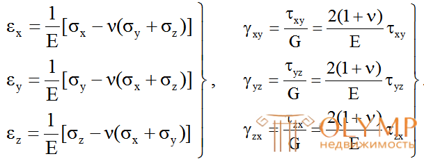 Деформированное состояние в точке. Обобщенный закон Гука
