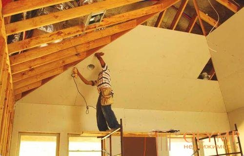 Крепление гипсокартона на потолок без использования каркаса