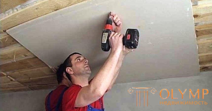   Fastening drywall to the ceiling without using a frame 