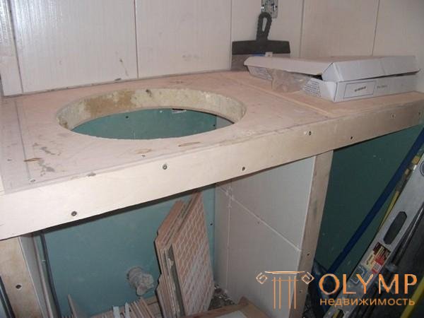 Изготовление столешницы из гипсокартона под раковину в ванной