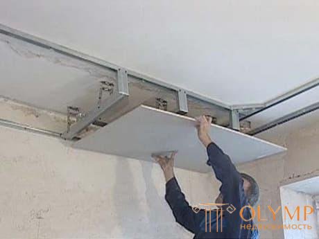 Выполнение  короба из гипсокартона на потолке
