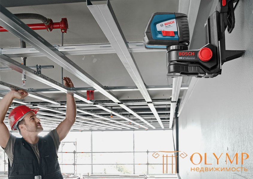   Fabrication and installation of the frame for the ceiling of plasterboard 