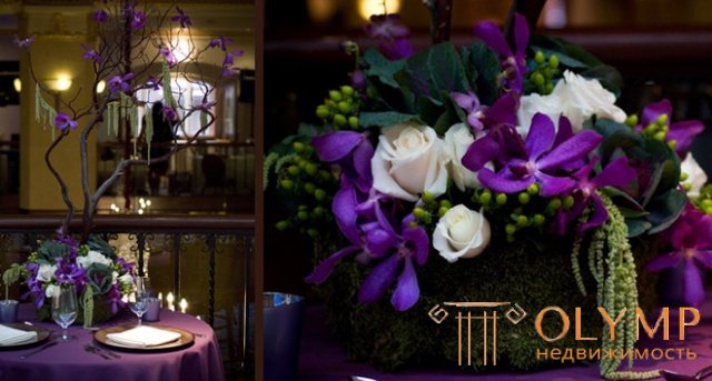   Flowers in the restaurant and cafe or bar - an important element of style 